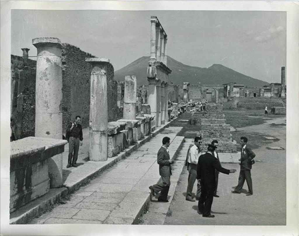 VII.8 Pompeii Forum. View dated June 1952, of west side of Forum, looking north. 
Photo courtesy of Rick Bauer.