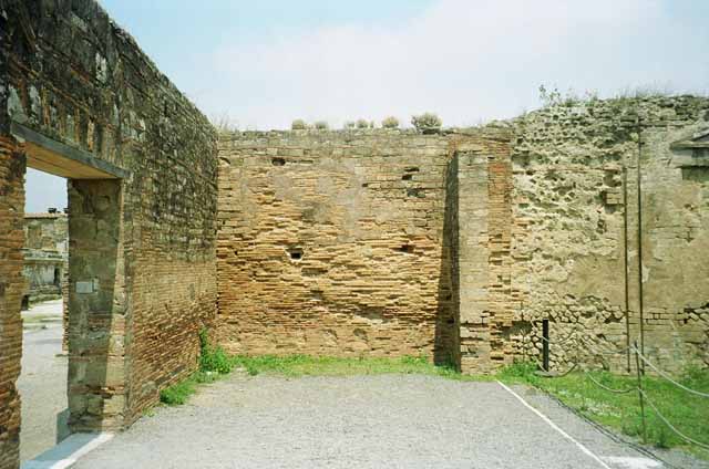 VII.9.2 Pompeii. March 2019. Detail of pillar along north wall towards centre.
Foto Anne Kleineberg, ERC Grant 681269 DÉCOR.
