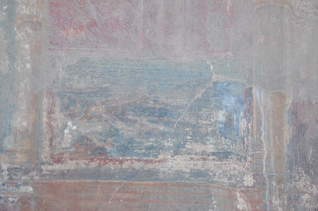 VII.9.7/8 Pompeii. July 2017. Detail of painting of boats from south side of panel with female figure.
Foto Annette Haug, ERC Grant 681269 DÉCOR.
