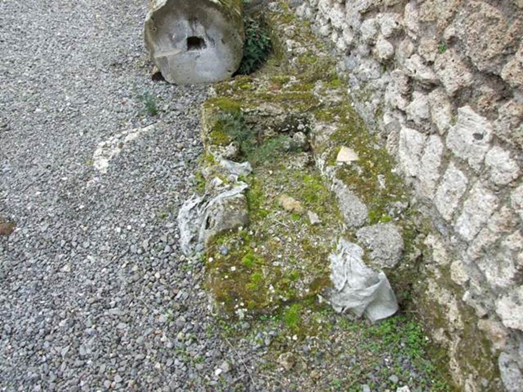 VII.9.47 Pompeii. March 2009. Masonry remains in peristyle area near east wall.