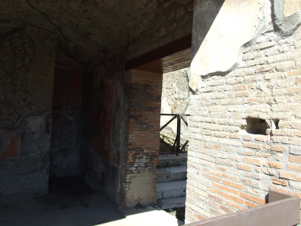 VII.9.68 Pompeii. March 2009. East side, and steps to rear of Eumachia’s Building.