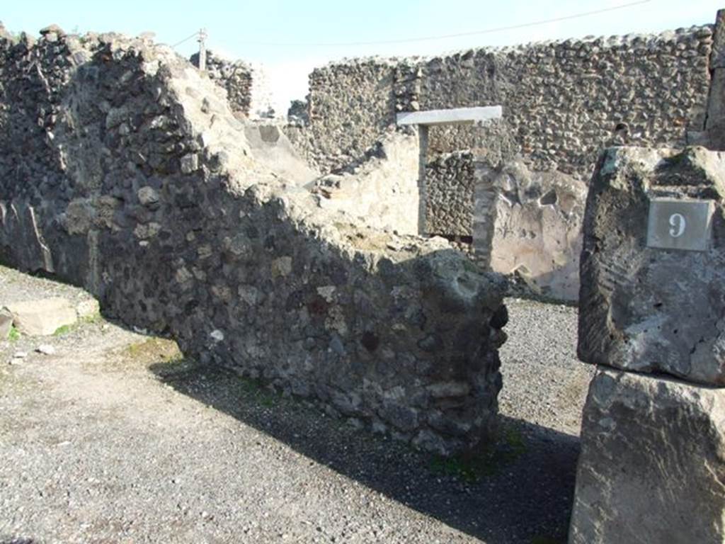 VII.13.9 Pompeii. December 2007. East wall of shop, looking into VII.13.10.