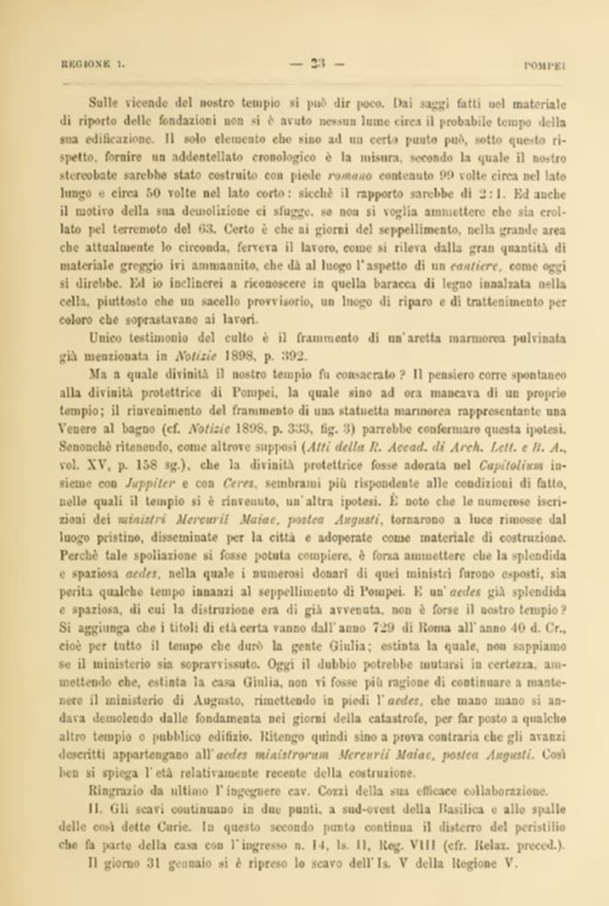 VIII.1.3 Pompeii. Notizie degli Scavi di Antichit, 1899, Page 23.
