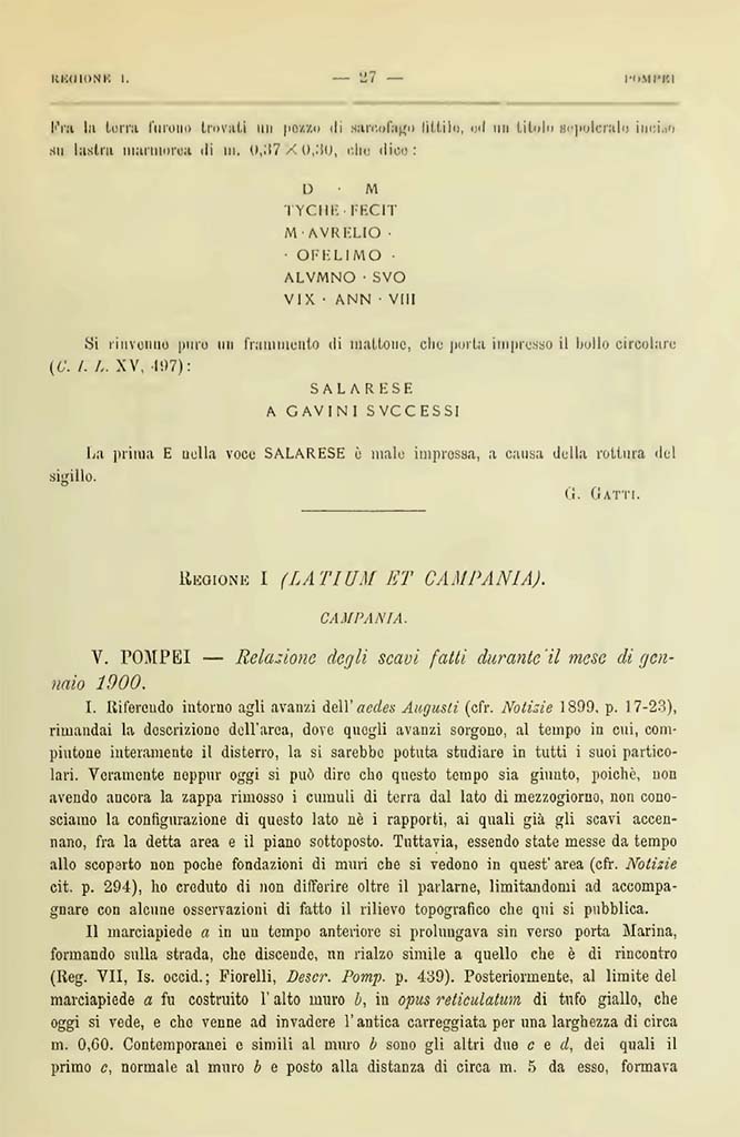 VIII.1.3 Pompeii. Notizie degli Scavi di Antichit, 1900, Page 27.