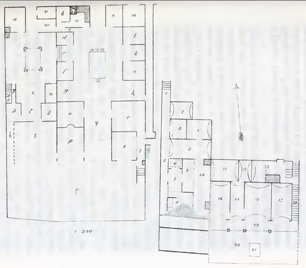 VIII.2.29, on left, and VIII.2.30, upper floors on right of left side; 
on right side, lower levels – VIII.2.29, on left, VIII.2.30, on right. 
See Bullettino dell’Instituto di Corrispondenza Archeologica (DAIR), 1884, (p. 211)
