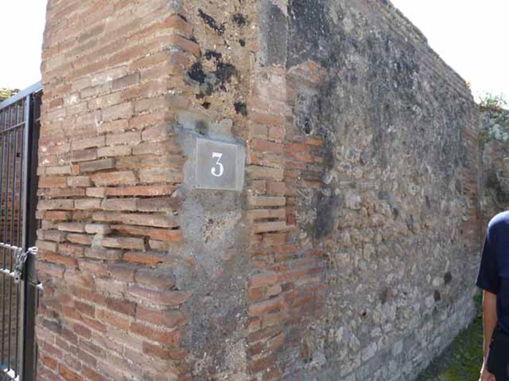 VIII.3.3 Pompeii. May 2010. East wall of shop.