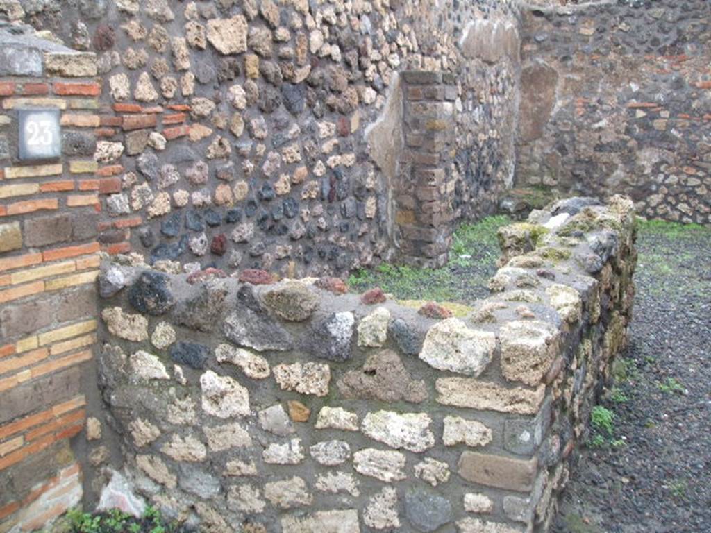 VIII.3.23 Pompeii. December 2004. Looking east across counter, to rear room.