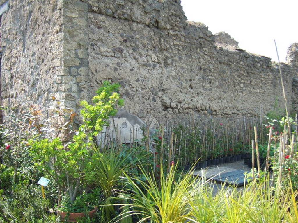 VIII.5.16 Pompeii.  May 2006. West wall of Room 1, Large Triclinium.