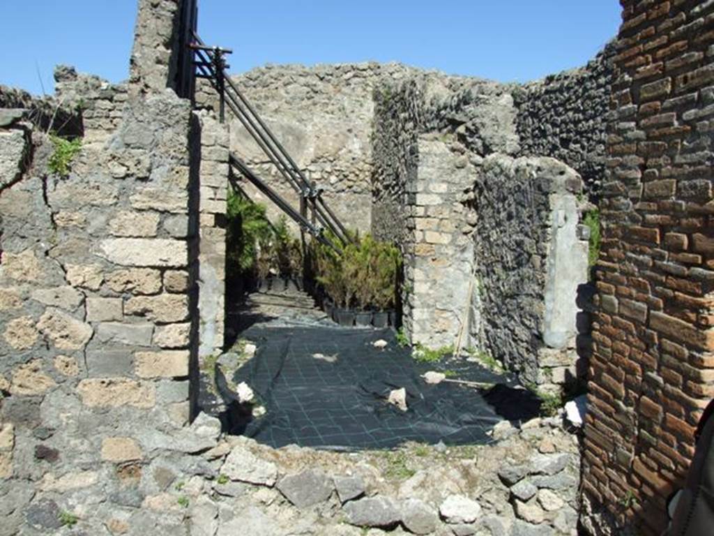 VIII.5.16 Pompeii.  March 2009.  Looking north through window from North Portico, to Room 3, Anteroom and Triclinium.