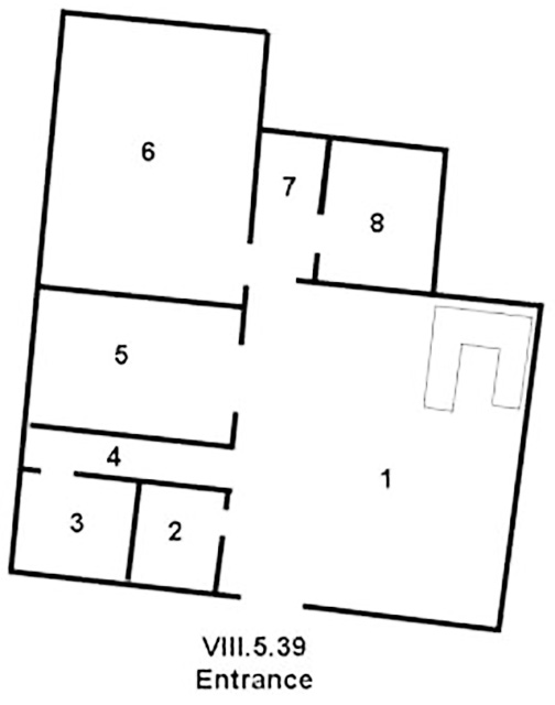 VIII.5.39 Pompeii. House of Acceptus and the Euhodia
Room Plan