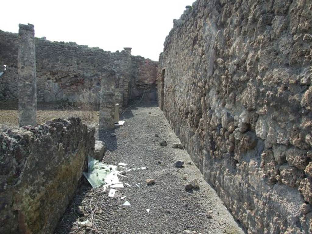 IX.2.17 Pompeii.  March 2009.  Room 9. Garden area.  Looking west along narrow North Portico.