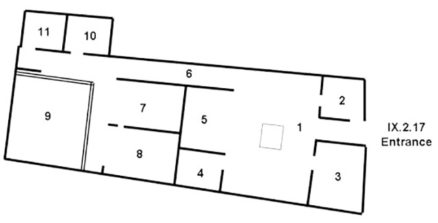 IX.2.17 Pompeii. House of Q. Bri(u)ttius Balbus?
Room Plan