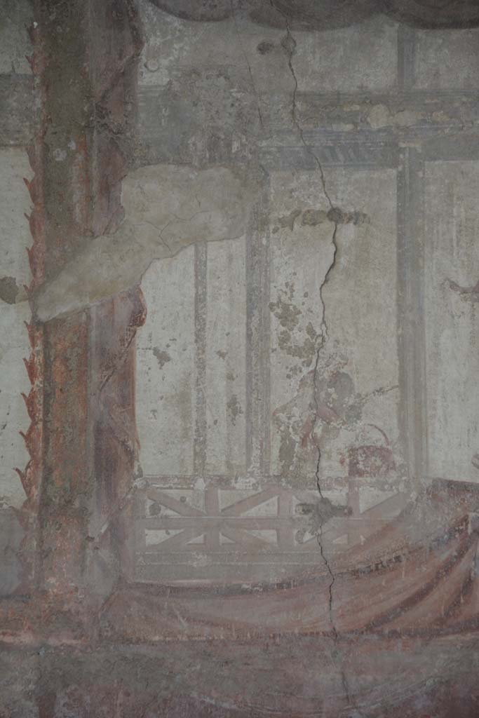 IX.5.6 Pompeii. May 2017. 
Room i, upper east wall, detail of figure at north end above central panel.       
Foto Christian Beck, ERC Grant 681269 DÉCOR.
