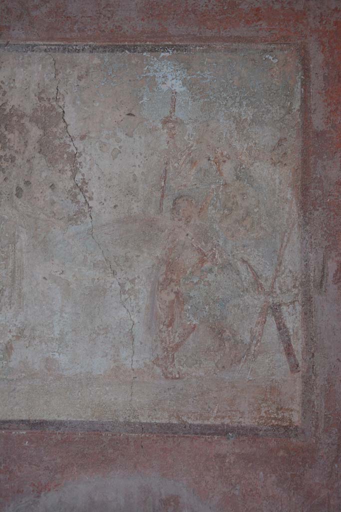 IX.5.6 Pompeii. May 2017. 
Room i, detail from right (south) side of central wall painting on east wall.       
Foto Christian Beck, ERC Grant 681269 DÉCOR.
