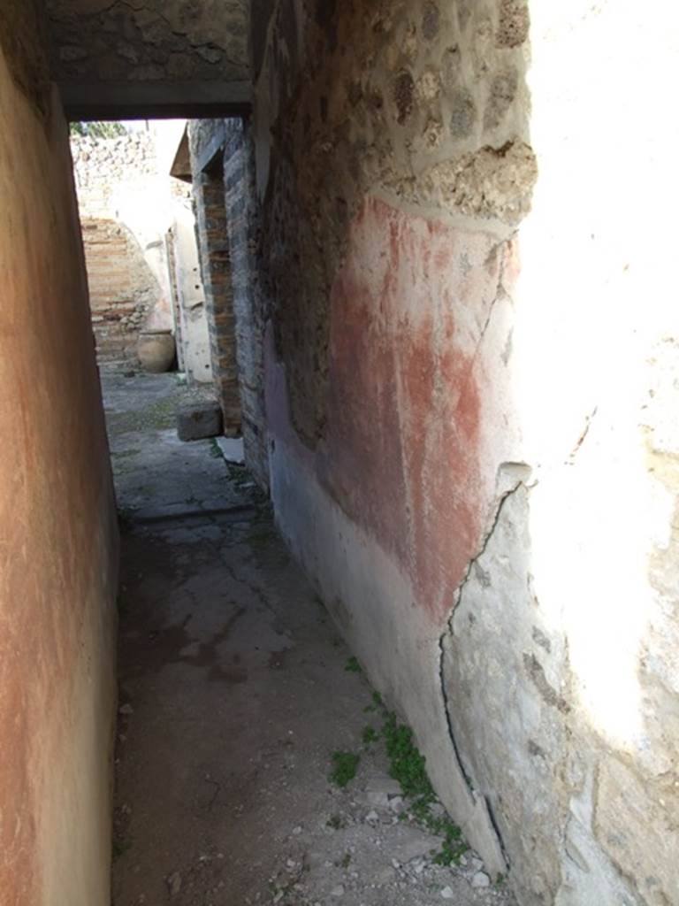 IX.5.11 Pompeii. December 2007. Room 11, corridor, looking north from garden area to east side of atrium.
