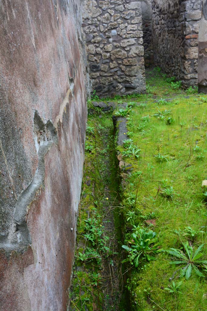 IX.5.11 Pompeii. May 2017. Peristyle n, south wall of garden area, and detail from rear of triclinium. 
Foto Christian Beck, ERC Grant 681269 DCOR.
