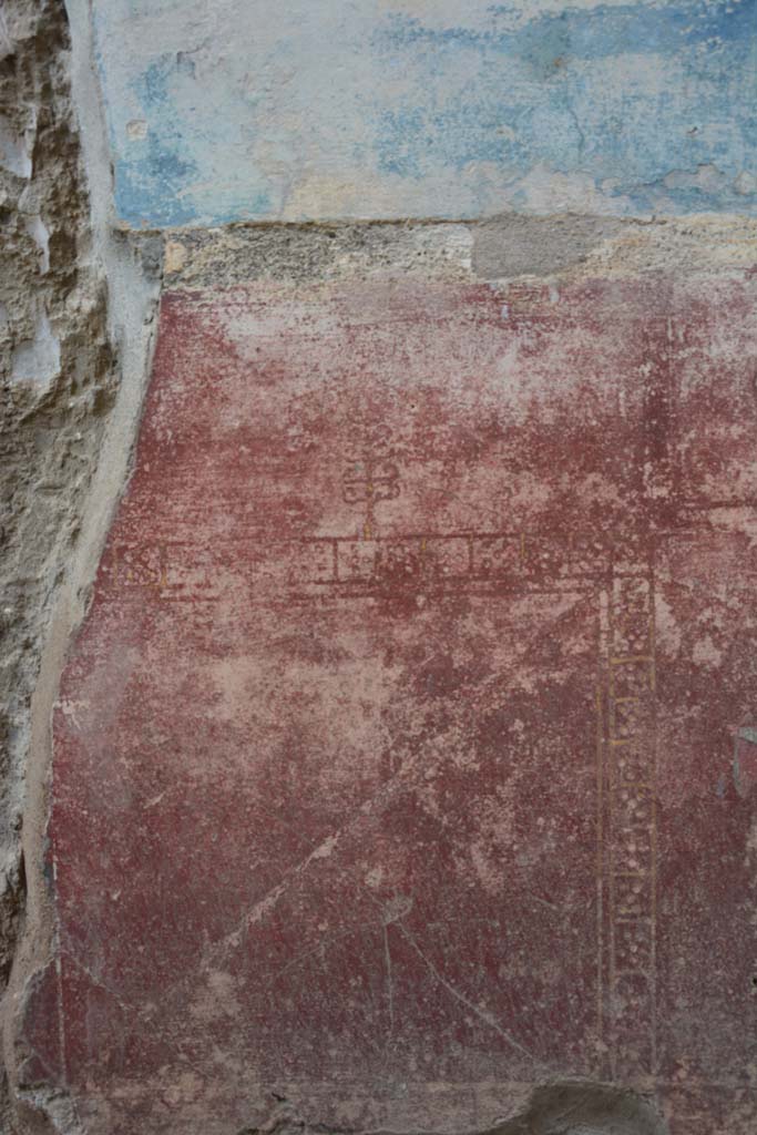 IX.5.11 Pompeii. March 2017. Room I (L), zoccolo below central blue panel on west wall.
Foto Christian Beck, ERC Grant 681269 DÉCOR.
