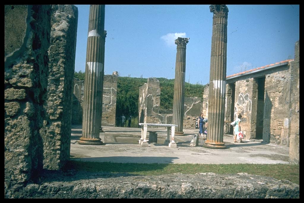 IX.14.4 Pompeii. Looking north across atrium B towards entrance doorway and fauces A. 
Photographed 1970-79 by Günther Einhorn, picture courtesy of his son Ralf Einhorn.
