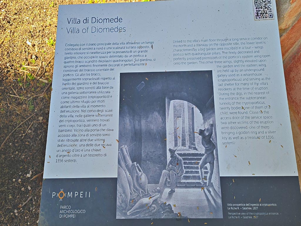 HGW24 Pompeii. Villa of Diomedes. March 2024. Information card. Photo courtesy of Giuseppe Ciaramella.