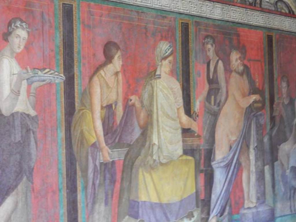 Villa of Mysteries, Pompeii. 2015. Room 5, detail from north wall. Photo courtesy of Buzz Ferebee.
