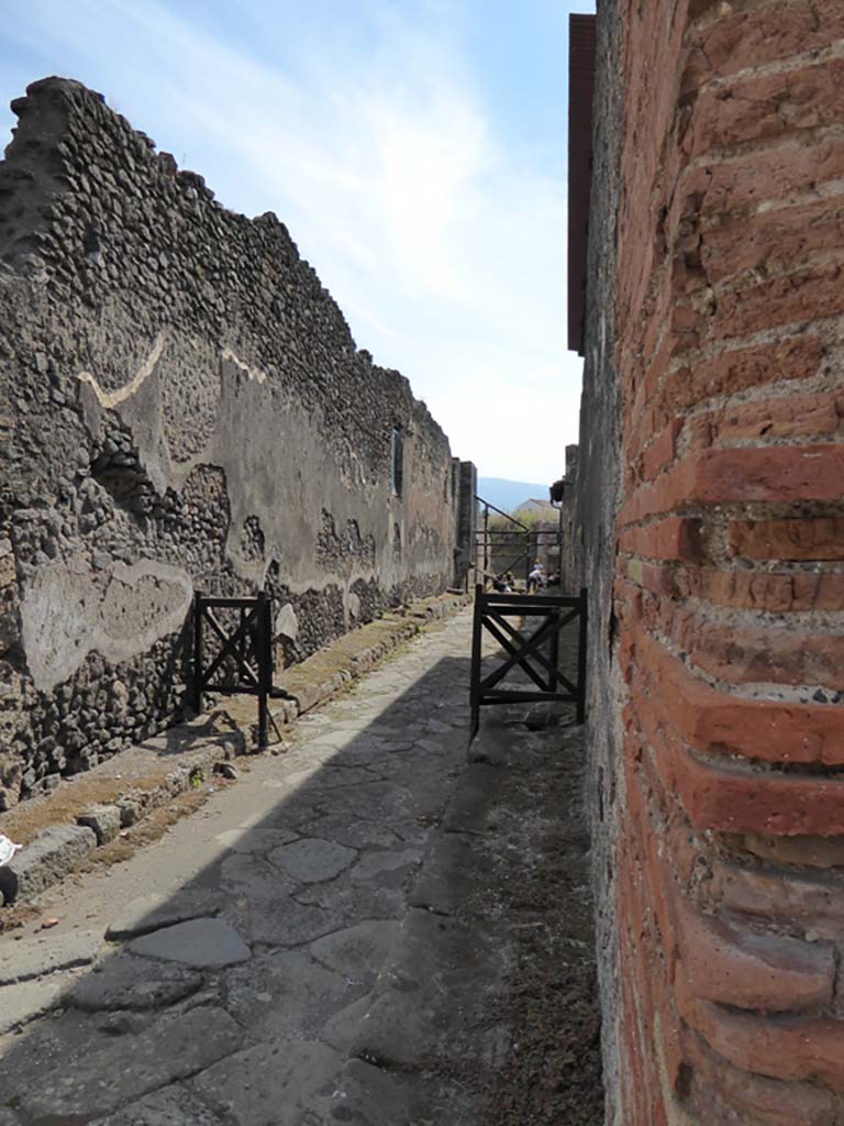 Vicolo del Centenario, Pompeii. September 2015. 
Looking south along east side from junction with Via di Nola.
Foto Annette Haug, ERC Grant 681269 DÉCOR
