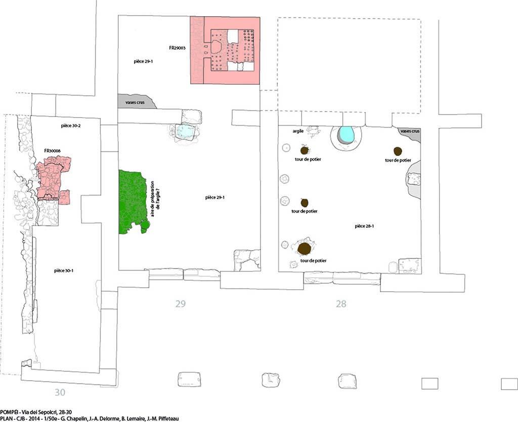 Fig. 11 - Plan de latelier de potier en 79 de notre re.
G. Chapelin, J.-A. Delorme, B. Lemaire et J.-M. Piffeteau.
Original (jpeg, 711k)
