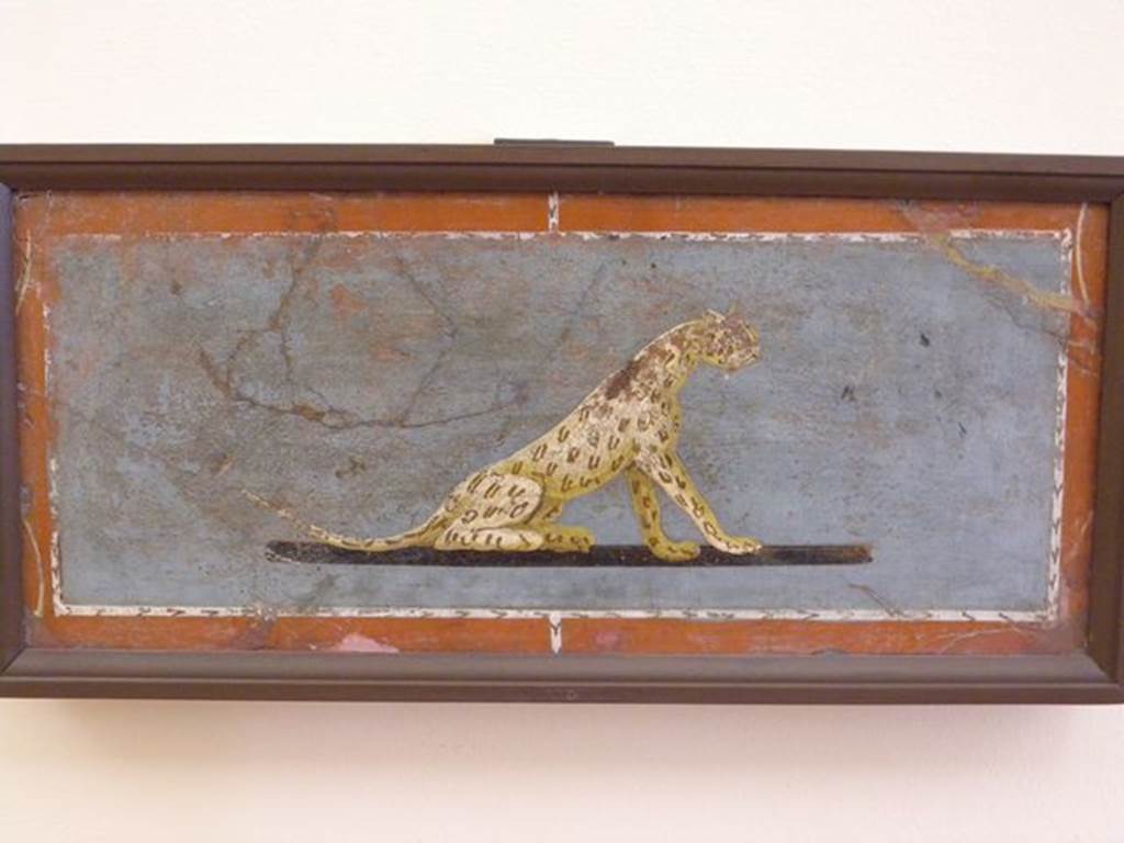 HGW04 Pompeii. Schola Tomb of Mamia. Found 2nd July 1763, wall painting of tiger or panther. Now in Naples Archaeological Museum.  Inventory number 8650.