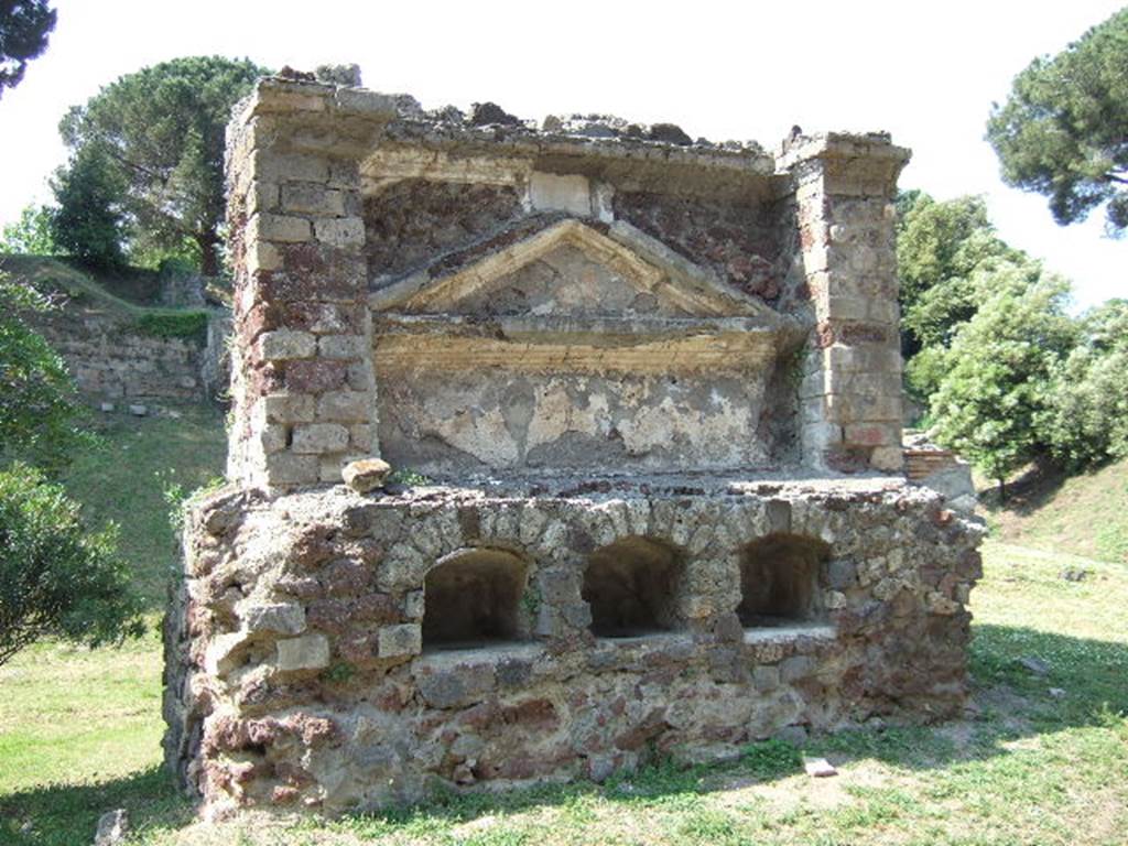 Pompeii Porta Nocera. Tomb 30EN. May 2006. Tomb of Melissaea, daughter of Numerius Melissaeus, and two Marcus Servilius’, father and son. 
