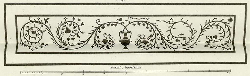 Stabia, Secondo Complesso, Villa Arianna B. Ruggiero/La Vega room 2, mosaic floor. 
See Ruggiero M., 1881. Degli scavi di Stabia dal 1749 al 1782, Naples, Tav. VI,2a.

