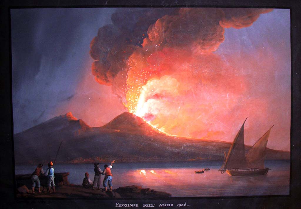 Vesuvius Eruption 1806. Eruzione dell’Anno 1806, attributed to Girolano Gianni (1837-1895).