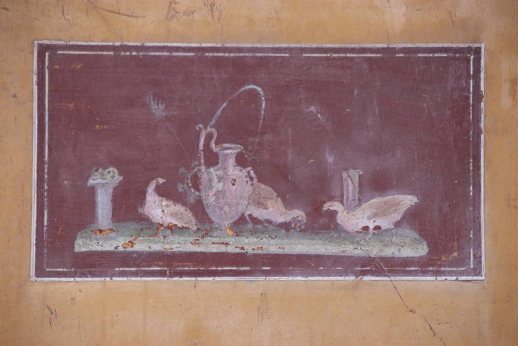 VI.15.1 Pompeii. October 2024. Painted panel from middle panel on east wall. Photo courtesy of Klaus Heese.