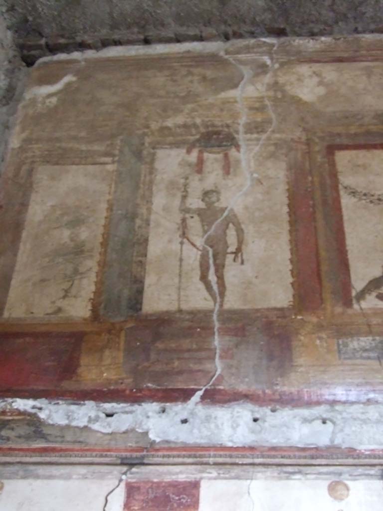 VI.15.1 Pompeii. December 2006. Detail of painting in oecus on south side of atrium.