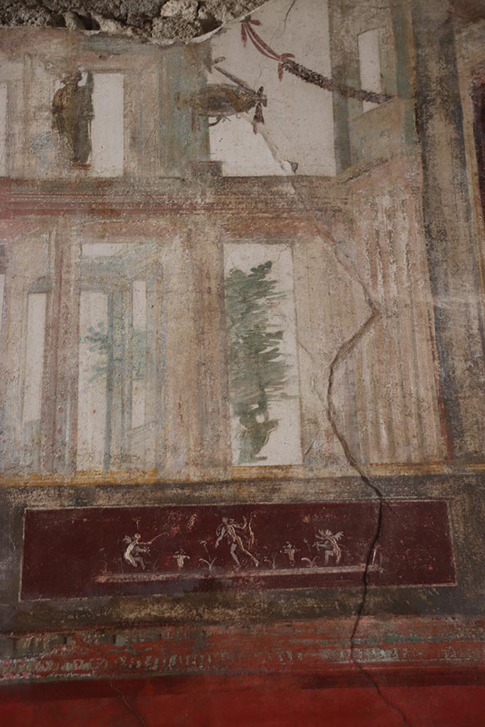 VI.15.1 Pompeii. October 2024. Upper north wall of exedra, detail. Photo courtesy of Klaus Heese.