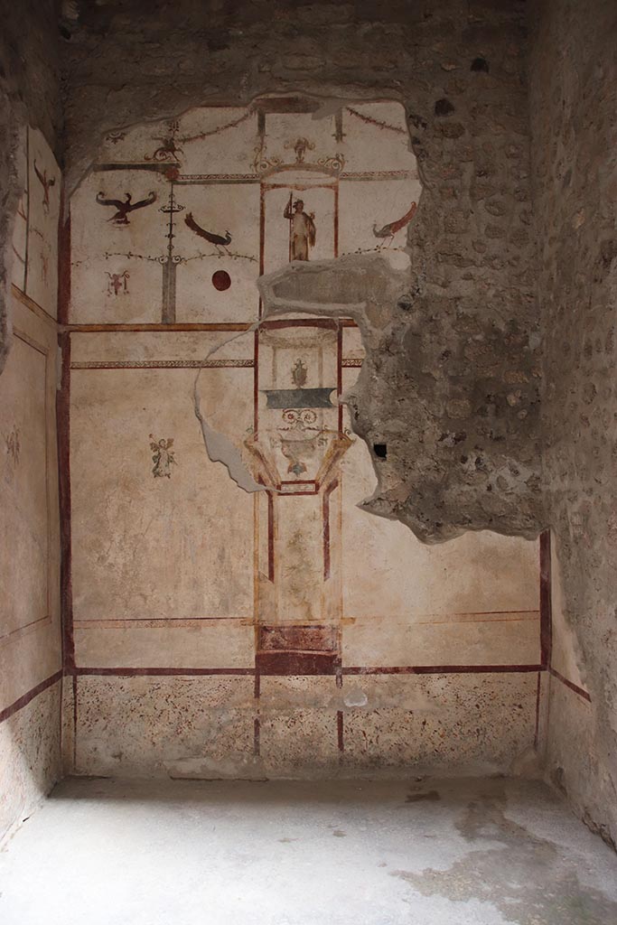 VI.15.1 Pompeii. October 2024. 
Looking towards east wall of white cubiculum “u”. Photo courtesy of Klaus Heese.
