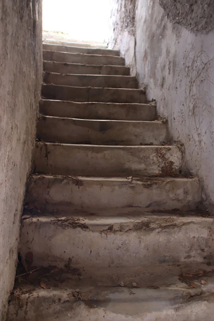 Villa of Diomedes, Pompeii. October 2023. 
Steps to upper floor leading up to area 4,6. Photo courtesy of Klaus Heese.
