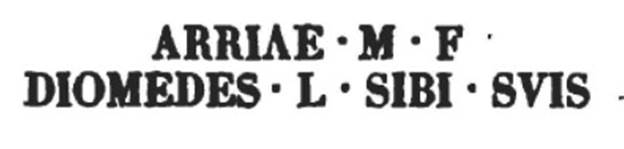 From PAH, addendum, p.133 – 
Relazione delle antichita, che si vanno ritrovando nella masseria del sig. D. Giovanni Milano parsonaro, che si era principiata al di 14 Febbraro 1771. (Report of Antiquities found.....)
N.97. A di 29 decembre 1774. Si e trovata la seguente iscrizione in pietra di Sorrento.