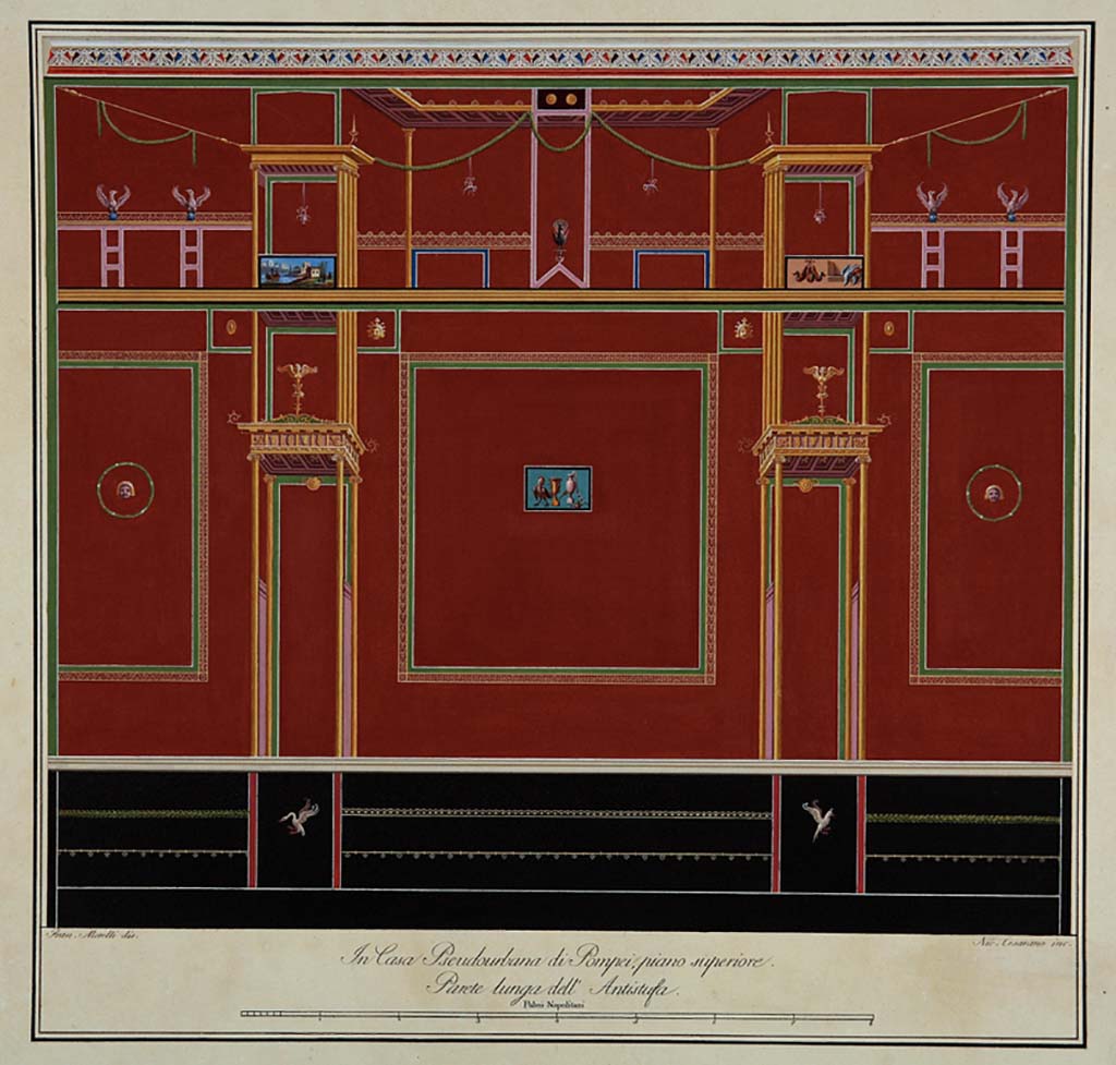 HGW24 Pompeii. West wall of tepidarium in baths’ area on upper floor. Drawing by Francesco Morelli. ADS 1155.
See also Gli Ornati delle Pareti ed I Pavimenti delle Stanze dell’Antica Pompei, 1838, (No.22)
(Villa Diomedes Project – area 10).
(Fontaine, room 3,3).
Photo © ICCD. https://www.catalogo.beniculturali.it
Utilizzabili alle condizioni della licenza Attribuzione - Non commerciale - Condividi allo stesso modo 2.5 Italia (CC BY-NC-SA 2.5 IT)
