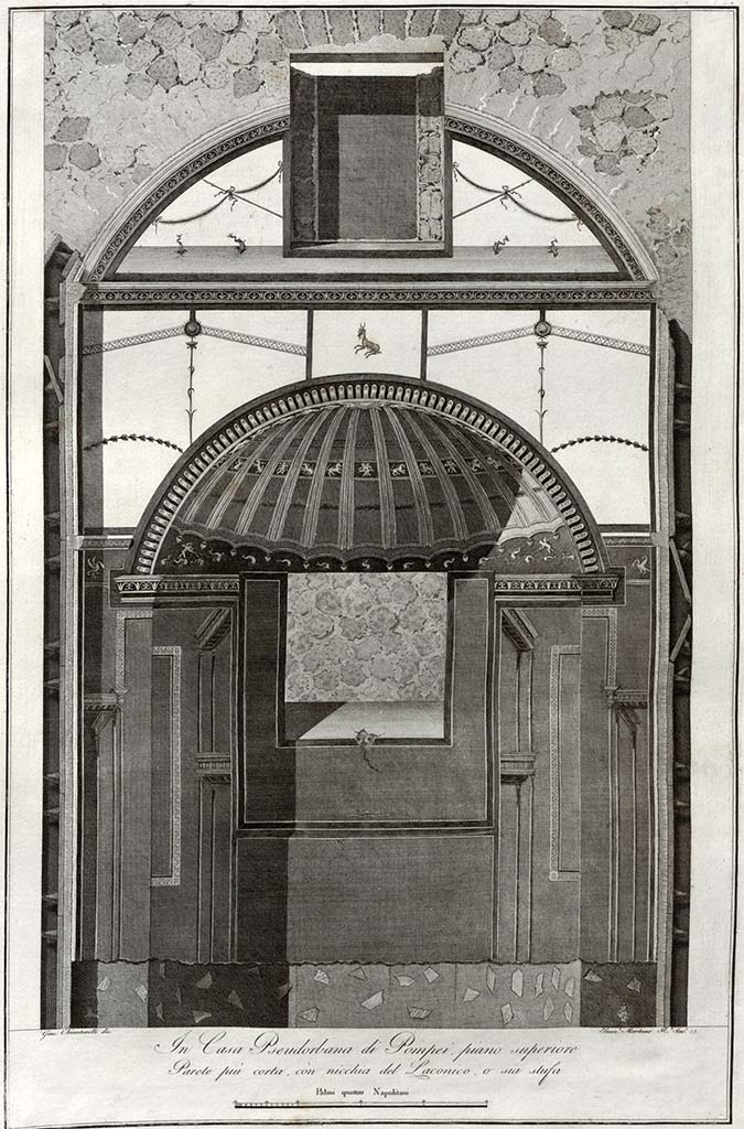 HGW24 Pompeii. Short (south) wall with niche for the labrum, in caldarium. 
See Gli Ornati delle Pareti ed I Pavimenti delle Stanze dell’Antica Pompei, 1838, (No.15)
(Villa Diomedes Project – area 11).
(Fontaine, calidarium room 3.4).
