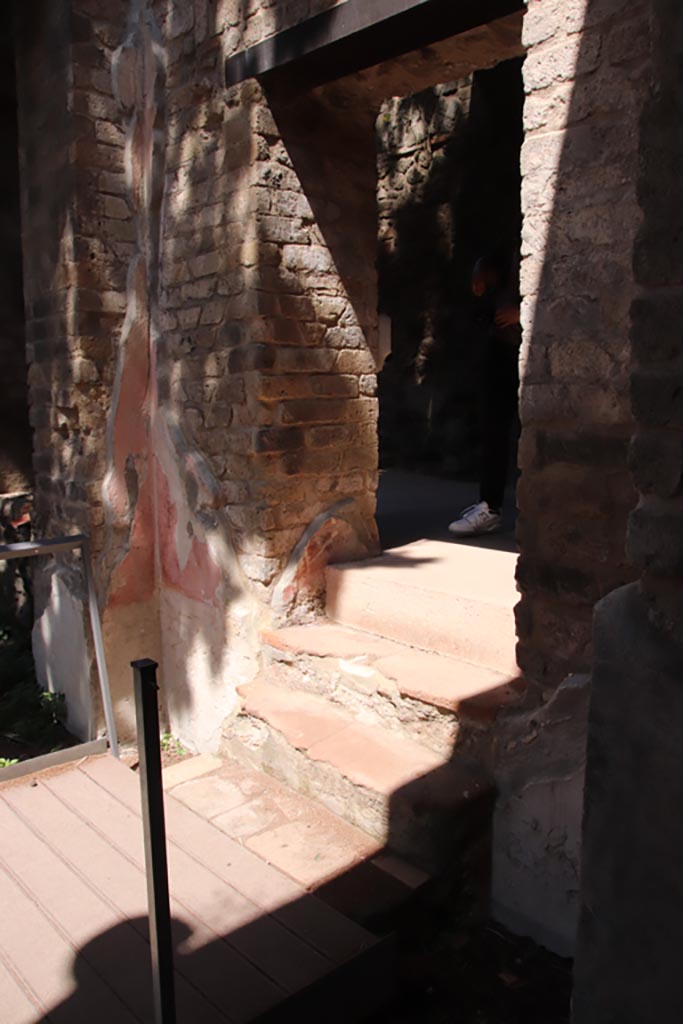 HGW24 Pompeii. May 2024. 
Steps leading from north end of the east portico. Photo courtesy of Klaus Heese. 
