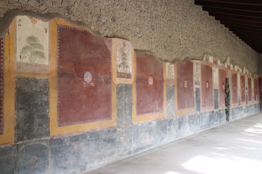 Villa San Marco, Stabiae, September 2021. Portico 20/5, looking south along east wall. Photo courtesy of Klaus Heese.