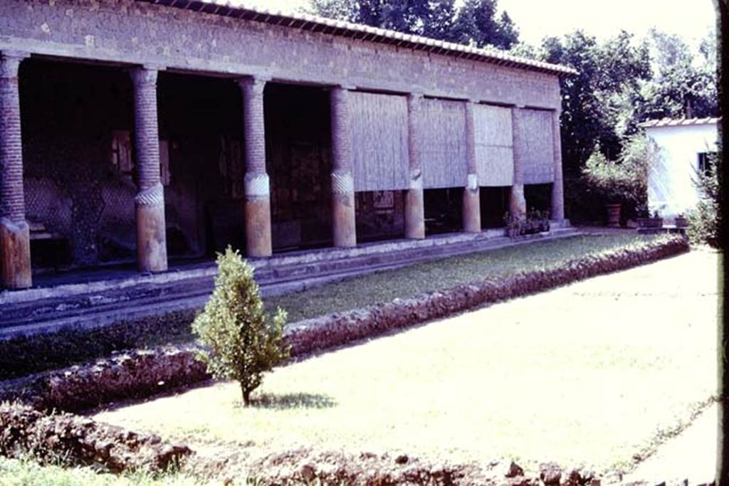 Villa San Marco, Stabiae, c.1960 or 1970’s (possibly 1976). Looking west along the south side of portico 1.  Photo by Stanley A. Jashemski.
Source: The Wilhelmina and Stanley A. Jashemski archive in the University of Maryland Library, Special Collections (See collection page) and made available under the Creative Commons Attribution-Non Commercial License v.4. See Licence and use details. Jmit0093
