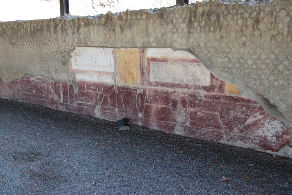 Villa San Marco, Stabiae, October 2022. Portico 1, detail from south wall. Photo courtesy of Klaus Heese.