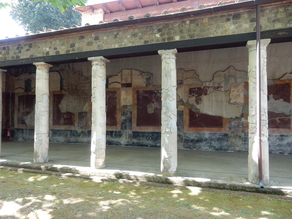 Villa San Marco, Stabiae, June 2019. West portico 3, looking towards west wall at south end.   
Photo courtesy of Buzz Ferebee
