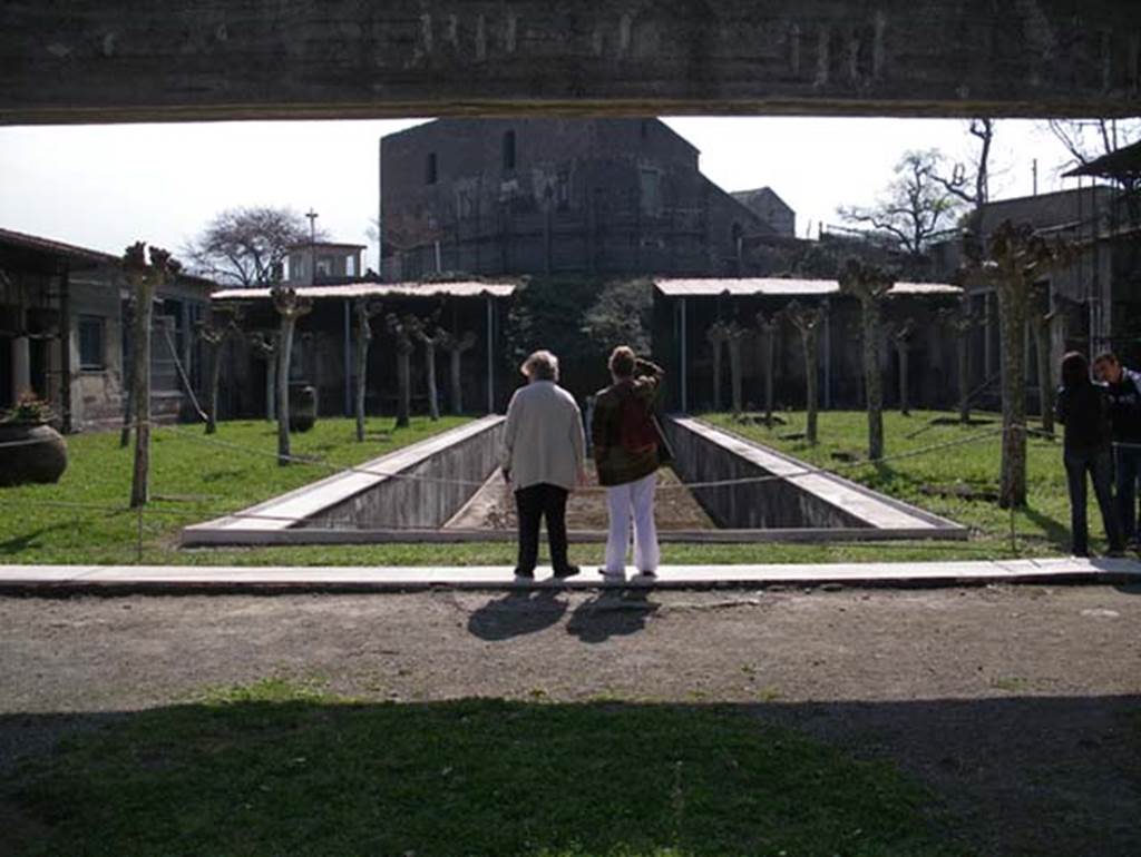 Castellammare di Stabia, Villa San Marco, April 2005. Looking south across peristyle garden area 9, with pool. Photo courtesy of Michael Binns.