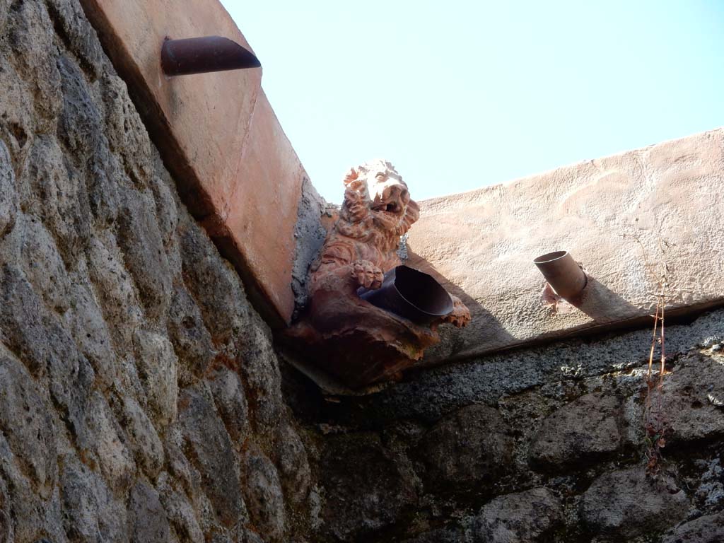 Villa San Marco, Stabiae, June 2019. Room 44, detail of water- spout on compluvium. Photo courtesy of Buzz Ferebee.