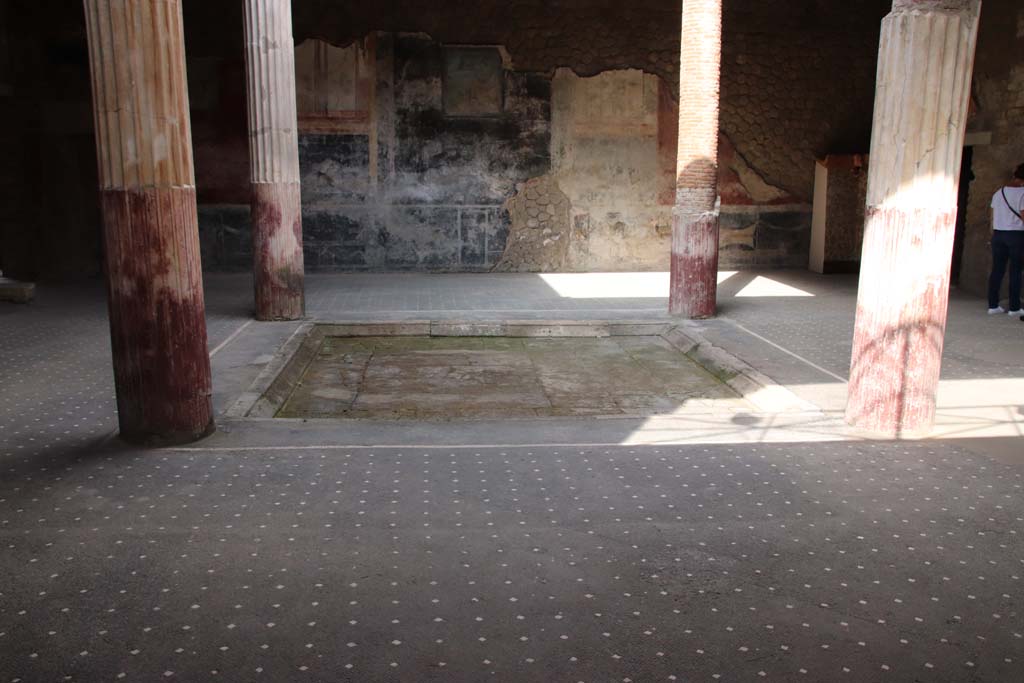 Villa San Marco, Stabiae, September 2019. Room 44, looking across impluvium towards north wall of atrium. Photo courtesy of Klaus Heese.