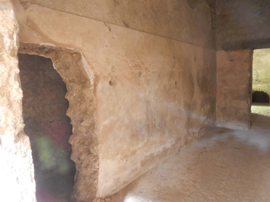 Villa San Marco, Stabiae, June 2019. Room 40, looking north along west wall. Photo courtesy of Buzz Ferebee