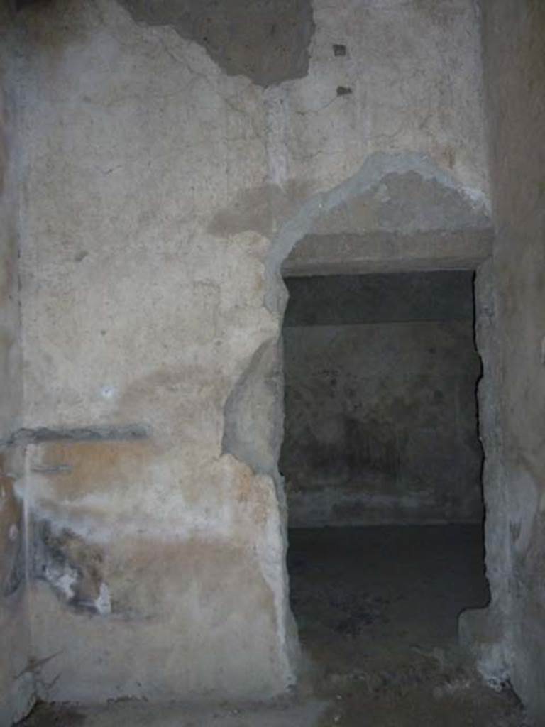 Villa San Marco, Stabiae, September 2015. Room 54, east wall with doorway to room 40.