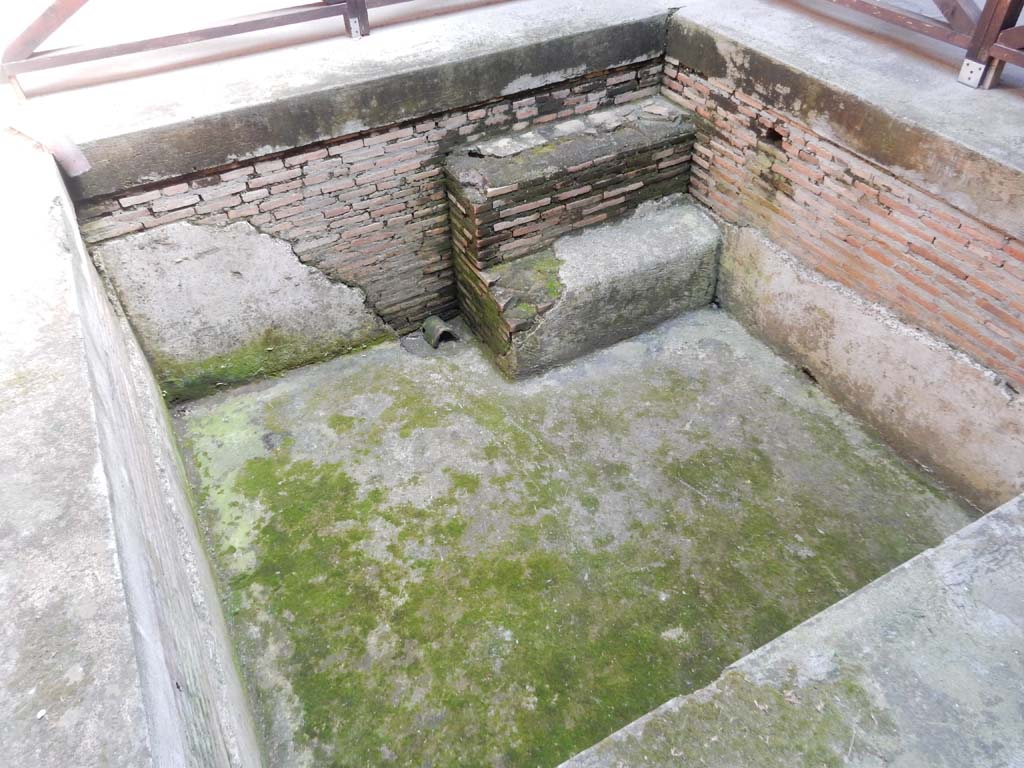 Villa San Marco, Stabiae, June 2019. Room 25, looking towards steps in impluvium/pool. 
Photo courtesy of Buzz Ferebee
