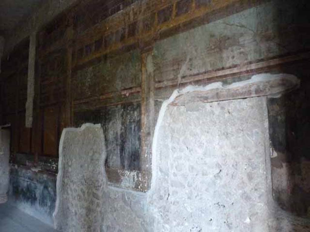 Villa of Mysteries, Pompeii. May 2010. Room 6, east wall. Looking north from south-east corner.